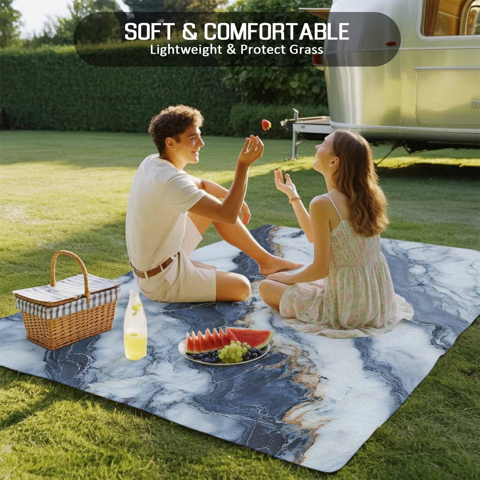 Outdoor Rug 5x8ft Ombre Blue White Marble Texture Large Area Rug Modern Art Indoor Outdoor Carpet Outdoor Rugs Mats for Patio Camping,RV,Front Door, Outside Decor