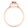 thumbnail image 4 of 1.57 ct Brilliant Emerald Cut Champagne 14k Rose Gold Halo Solitaire with Accents Engagement Bridal Wedding Ring Band Set size 11, 4 of 7