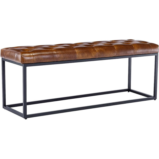 Duhome Tufted Leather Bench for Bedroom Upholstered Bench with Metal