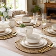 thumbnail image 2 of AmorArc Ceramic Dinnerware Sets for 4, 12 Pieces Handpainted Plates and Bowls Set with Rustic Terracotta Underside, Scratch Resis, 2 of 8