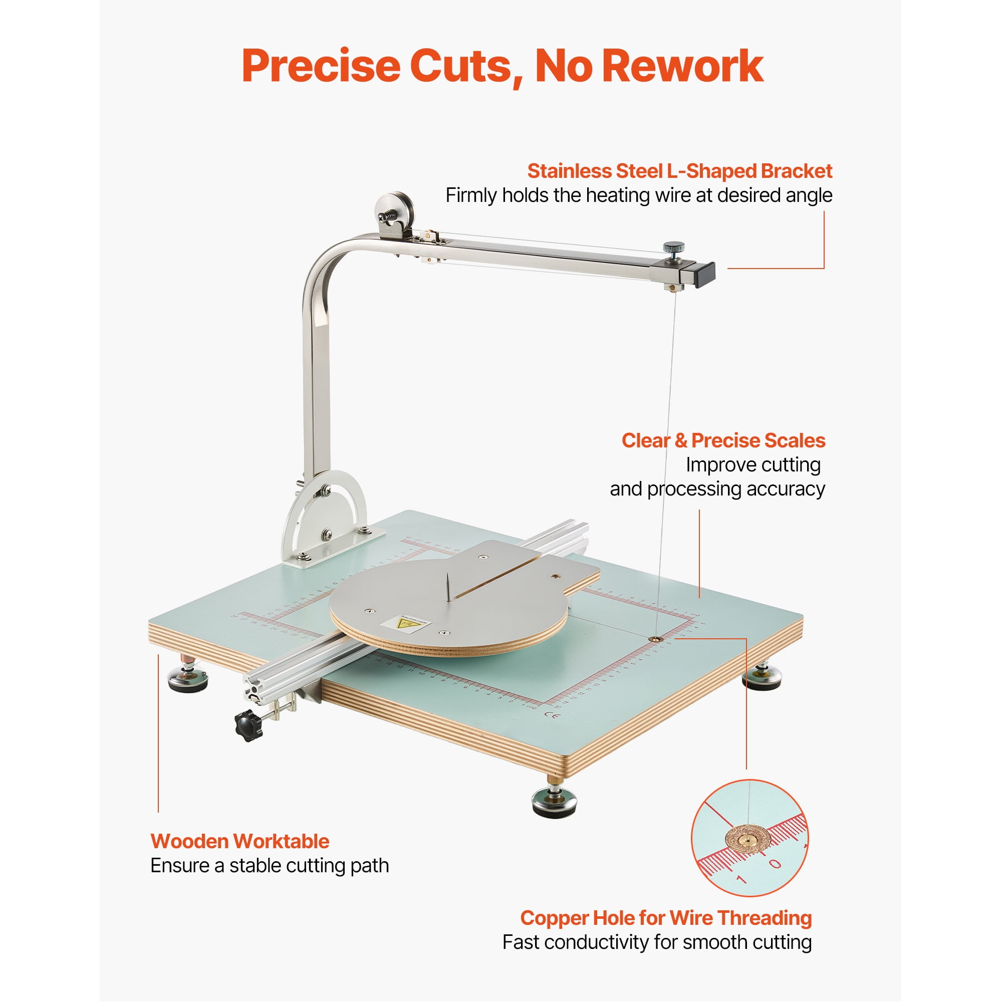 KFFKFF Electric Hot Wire Foam Cutter, 58W Tabletop Cutting Tool with Adjustable Temperature Control, Designed for Foam, KT Board, and Low-Density Sponge, Max. Cutting Thickness 10.24"