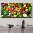 thumbnail image 3 of wall26 - 3 Piece Framed Canvas Wall Art - Assortment of Fresh Fruits and Vegetables - Modern Home Art Stretched and Framed Ready to Hang - 24"x36"x3 BLACK, 3 of 5
