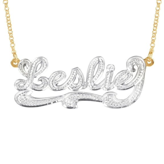 Personalized Bling Name Necklace in 14K Gold-Plated Sterling Silver