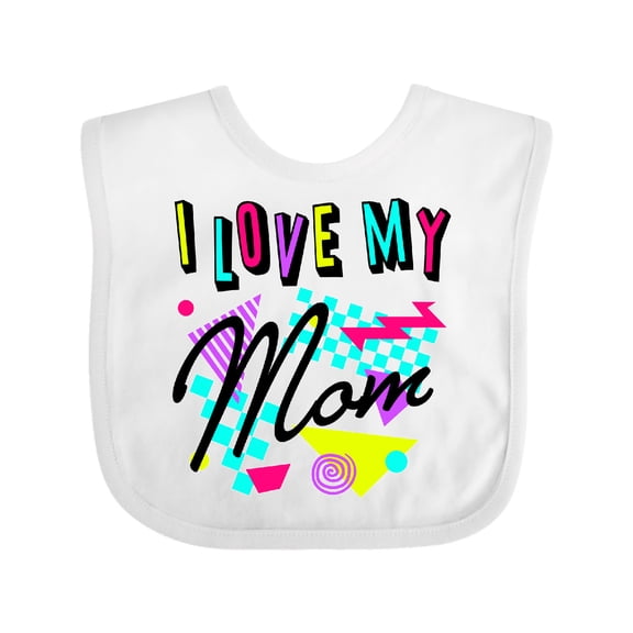 Inktastic I Love My Mom 80s Retro Style Boys or Girls Baby Bib