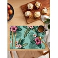thumbnail image 2 of Turtle Leaf Placemats Set of 12 Pink Flower Watercolor Green Background Heat Insulation Washable Place Mats, Rustic Non-Slip Table Mats for Dining Table Party Kitchen Decor,13x19 Inch, 2 of 4