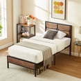 thumbnail image 5 of VECELO Twin Size Metal Bed Frame with Wooden Headboard and Footboard, Heavy Duty Platform Metal Bed Frame, No Box Spring Needed, Brown, 5 of 10