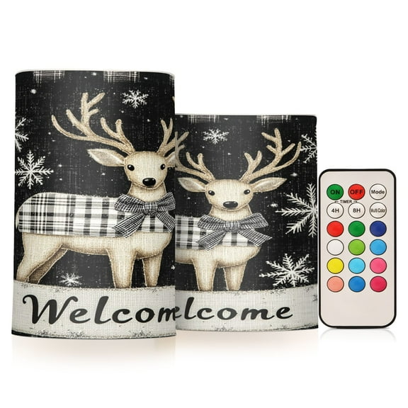 BZSMCE Flameless Candles LED Lights Deer with Bowknot Creativity Battery Candles