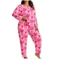 thumbnail image 2 of BLTIBY Womens Plus Size Pajama Sets Printed Lounge Set Short Sleeve Top Shorts Fashion Comfortable Outfits with Pockets Pink 4XL, 2 of 6
