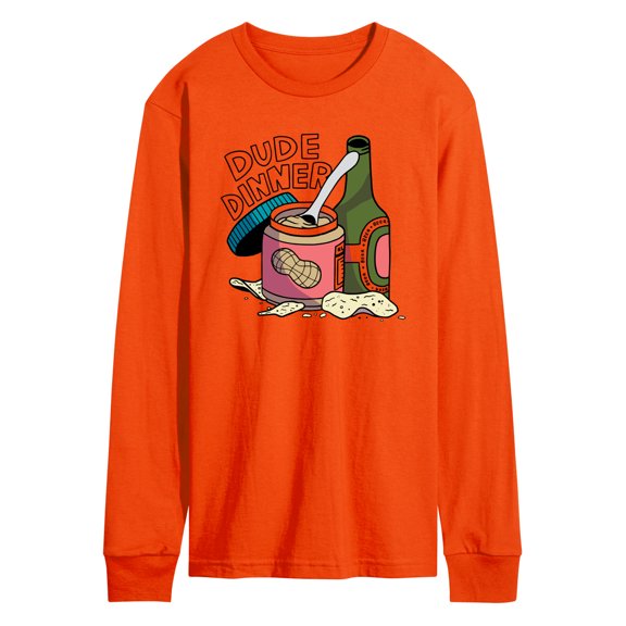 Instant Message - Dude Dinner Peanut Butter Beer - Men's Long Sleeve T-Shirt