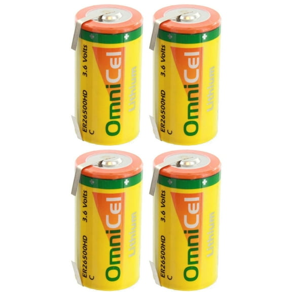 4x OmniCel ER26500HD 3.6V 6.5Ah Sz C Lithium Battery Tabs Tracking Backup AMR