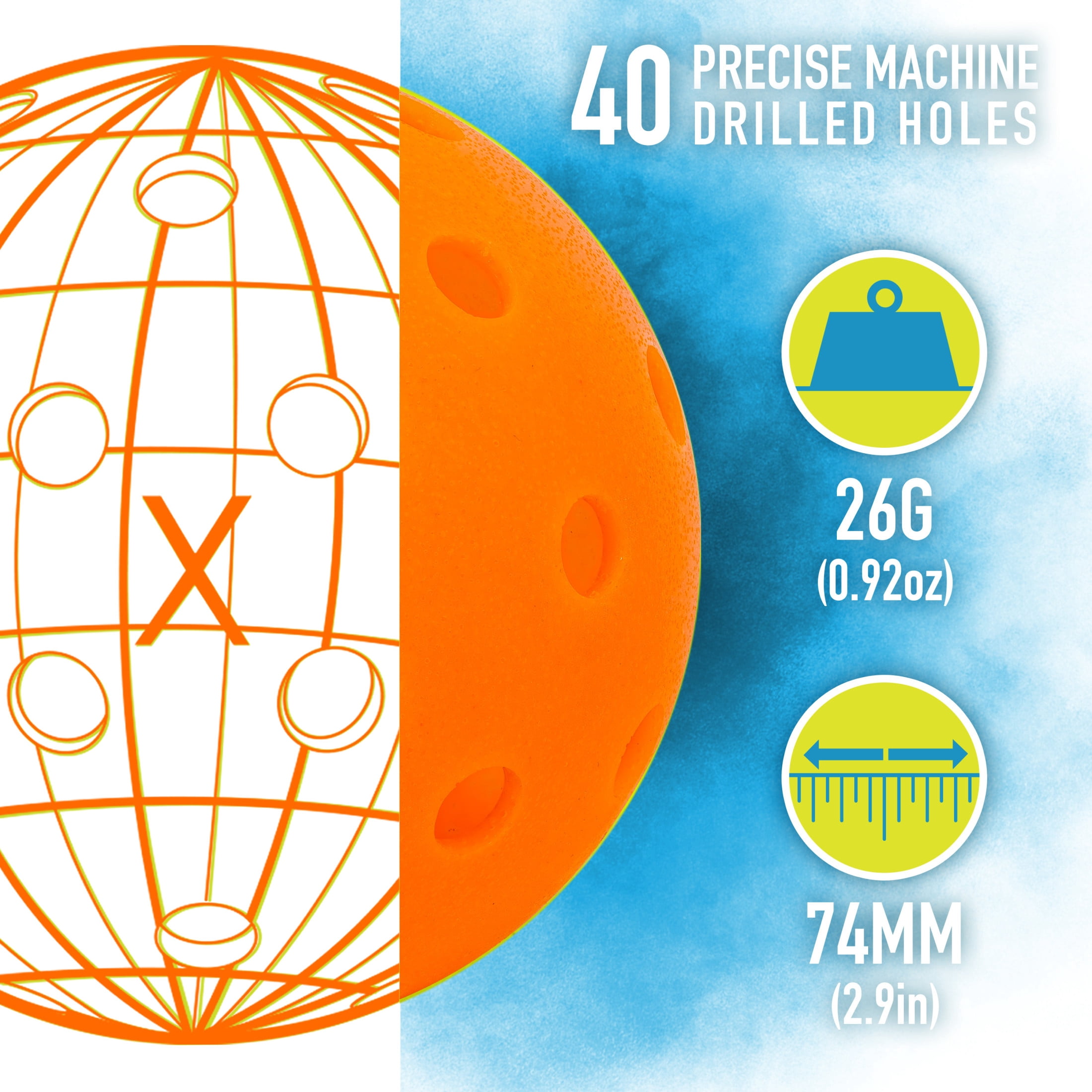 Franklin Sports Pickleball Paddle + Ball Set - Decimator 2 Player Outdoor Pickleball Paddles + Pickleballs Set - 2 Carbon Fiber Paddles + 4 X-40 Outdoor Pickleballs - USA Pickleball Approved - Orange