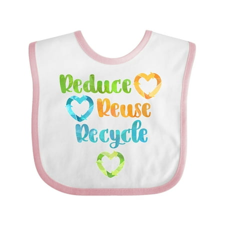 

Inktastic Earth Day Reduce Reuse Recycle with Hearts Gift Baby Boy or Baby Girl Bib