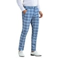 thumbnail image 4 of INSPIRE CHIC Men's Pants Plaid Mid-Waist Classic Business Checked Dress Pants 34 Blue, 4 of 5
