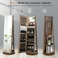 thumbnail image 6 of Gymax Rotating Mirrored Jewelry Cabinet with Mirror Storage Shelves Coffee, 6 of 9