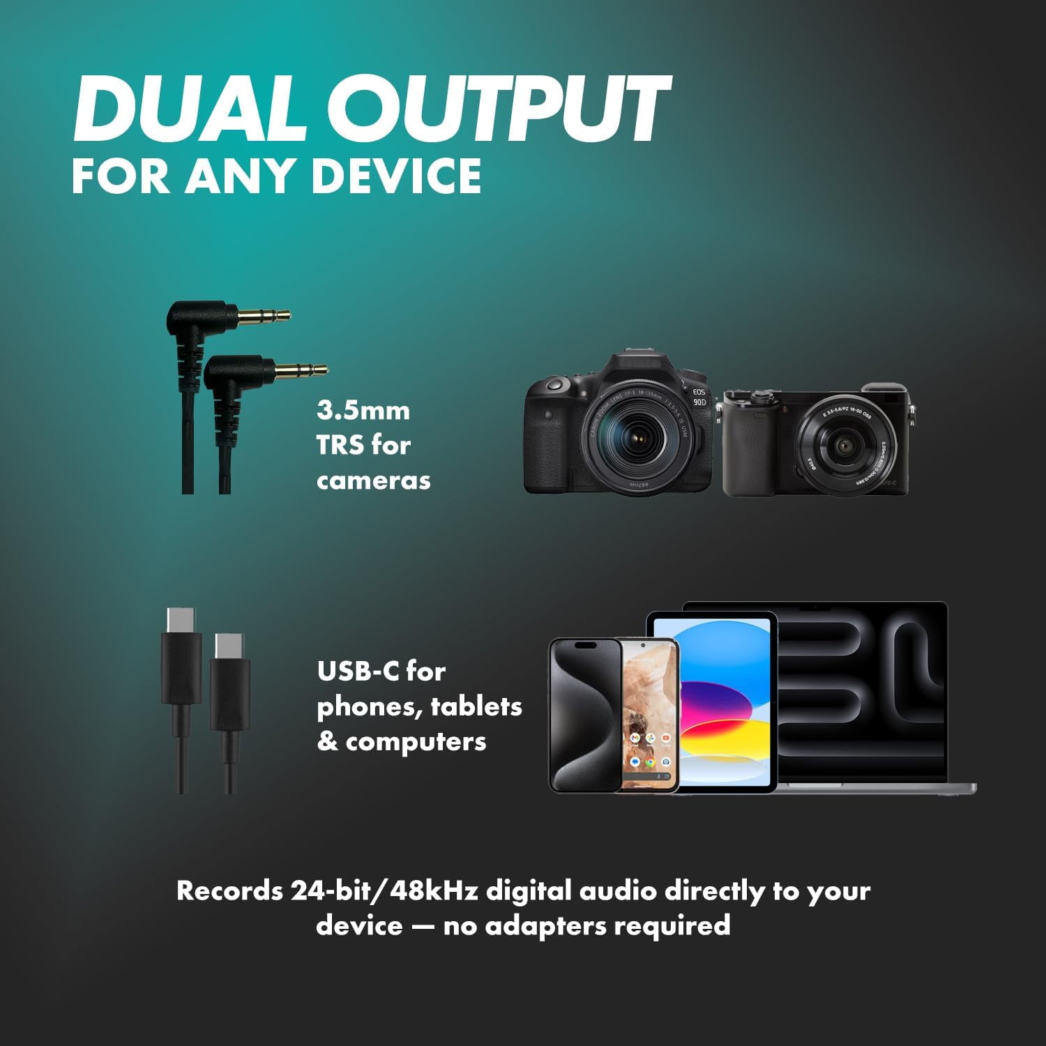 Movo VXR10-AI Shotgun Microphone with AI Noise Cancellation - Camera Microphone for DSLR, Smartphone & Computer - Supercardioid On-Camera Mic with 3.5mm & USB-C Cables