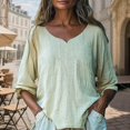 thumbnail image 2 of Women's Long Sleeve Cotton Linen Shirts 2026 Casual Heart V Neck Shirts Loose Vintage Boho Tops Beach Vacation Outfits, 2 of 6