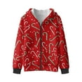 thumbnail image 4 of Uorisanigo Zip Up Hoodie Zipper Christmas Candy Cane Jackets for Boys and Girls Fall Winter Long Sleeve Sweatshirt Pullover Tops Lightweight Kids Hoodies Shirts Clothes, 4 of 8
