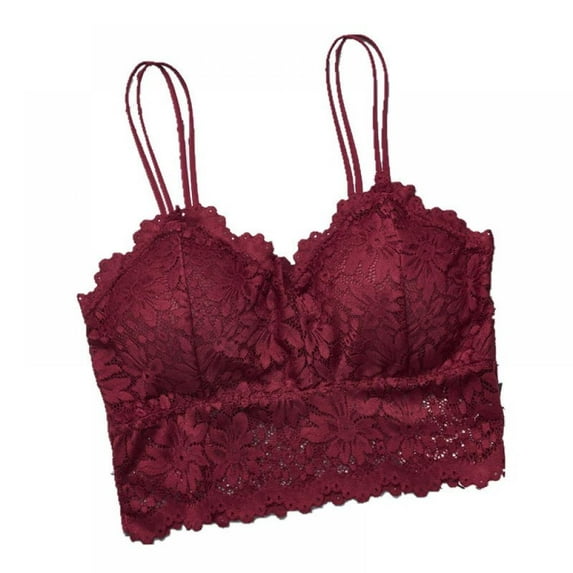 Sacredtree Women's Lace Sexy Lingerie V Neck Crochet Bralette Bra, Crop Top Floral Cami Padded Tank Tops Underwear