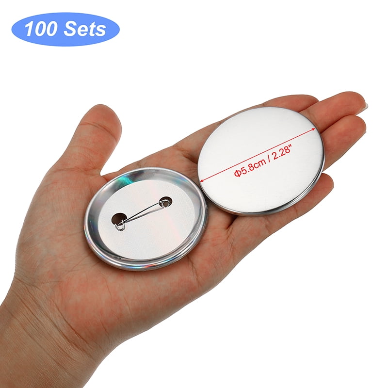 100/200pcs Blank Bad Pin Button Maker Parts Metal DIY Button Material Supplies Reflective Back For Button Maker Machine Round
