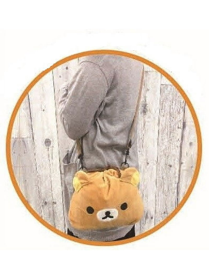 San-X Rilakkuma Soft Plush Drawstring Pouch, Shoulder Bag, Large