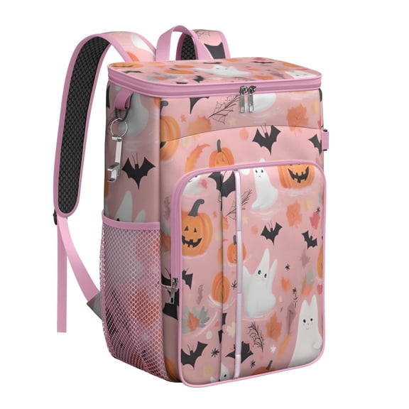 Travel Cooler Bag - Pastel Halloween Pattern Camping Beer Cooler Backpack with Bottle Opener- Waterproof Insulated Picnic Backpacks - Cooler Bag for Beach