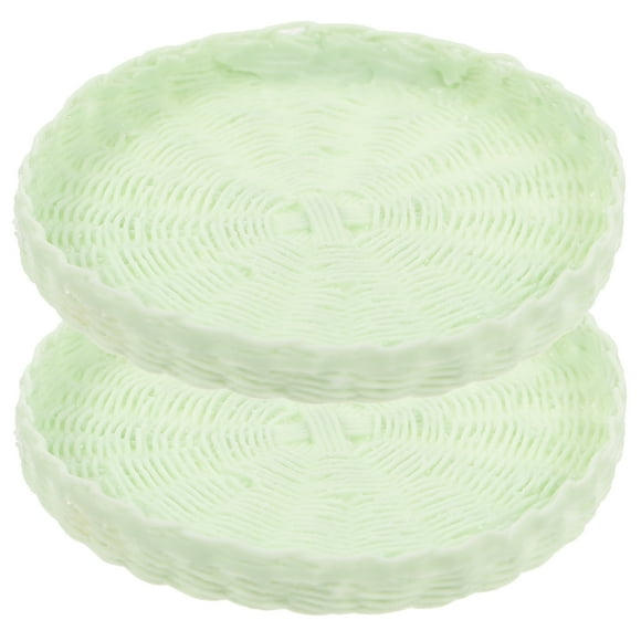 KAKOWELY 2 bandejas tejidas en miniatura, cestas para pan y frutas, accesorios para casas pequeñas