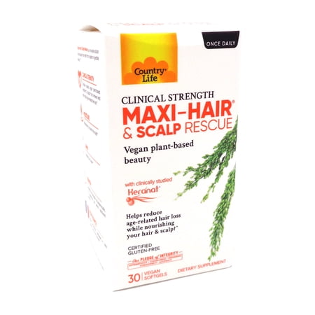 Country Life Maxi-Hair & Scalp Rescue  Clinical Strength  30 Vegan Softgels