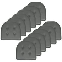 U-Shaped Memory Foam No Slip Back 16 x 17 Faux Leather Chair Pad Cushion 12 Pack - Gray
