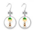 thumbnail image 1 of Green Brown Germany Cartoon Bow Earrings Drop Stud Pierced Hook, 1 of 3