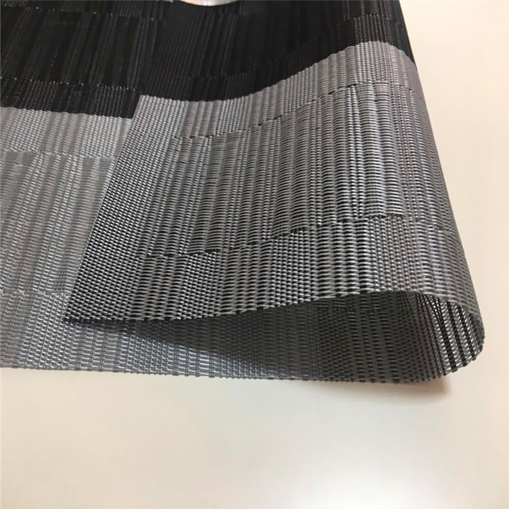 Vinyl Placemats Set of 12 Washable Durable Kitchen Placemats Easy to Clean Plastic Placemats for Dining Table (Black)