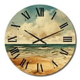 thumbnail image 2 of Designart "Vintage Scenery by the Beachside II" Nautical & Beach Oversized Wall Clock, 2 of 5