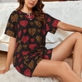 thumbnail image 5 of Yiaed Gold Glitter Heart Print Short Sleeve Pajama Sets for Women Casual Crew Neck 2 Piece Lounge Sets Women's Short-Sleeved Pajama-XX-Large, 5 of 5