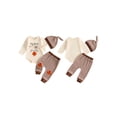 thumbnail image 2 of Loicainy Infant Baby Boy Thanksgiving Outfit 3 6 12 18 Months Letter Embroidery Long Sleeve Romper Pants Hat Clothes Set, 2 of 9