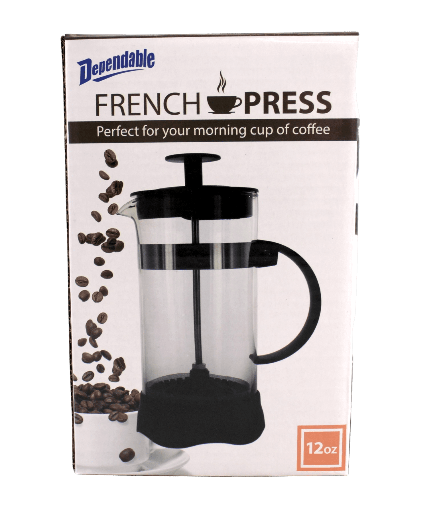 Dependable Industries Inc. Essentials Brew Fresh French Press Coffee & Tea Brewer 12 Ounce Compact Single Cup