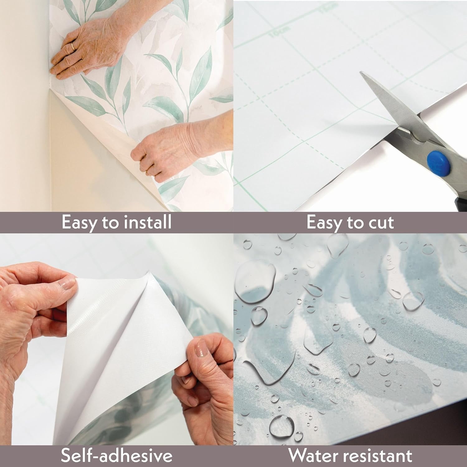 Peel and Stick Wallpaper Roll 17.5 x 216 Urban Stems Design in Vinyl Sticker Paper for Accent Panels, Bedroom, Kitchen, Office, Shelf Liner or DIY Projects