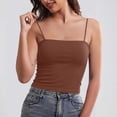 thumbnail image 5 of Camisole Top with Built in Bra Womens Soft Seamless Cropped Base Layer Undershirt Spaghetti Strap Tank Tops (One Size, Coffee), 5 of 8