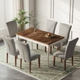thumbnail image 3 of EOP Modern Upholstered Dining Chairs Set of 4, Tufted Parsons Dining Room Chair with Nailhead Trim, Armless Kitchen Side Chair with Wood Legs, Brown/Boho, 3 of 9