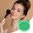 thumbnail image 2 of Unique Bargains 1 Pc Cat Shape Makeup Brush Storage Cleaner Green, 2 of 6