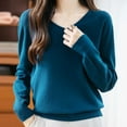 thumbnail image 4 of BLVB Chandails Confortables pour Femmes Col en V Manches Longues Hauts Mode Léger Chandail Vêtements Tendance Tenues d'Automne, 4 of 6