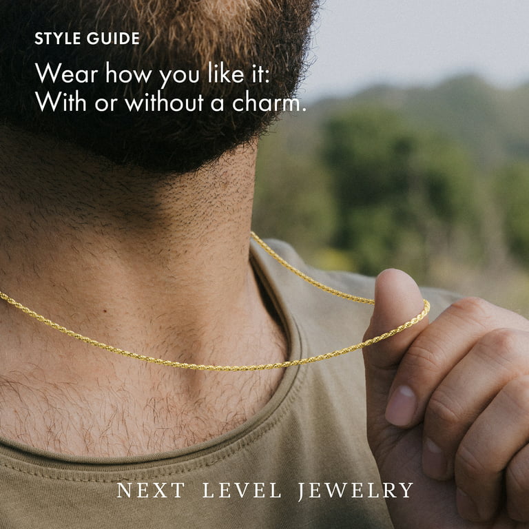 Solid 14K Gold Vermeil Sterling Silver Rope Diamond-Cut Necklace Chains  1.5MM - 5.5MM, Gold Chain for Men & Women, Made In Italy, Next Level Jewelry