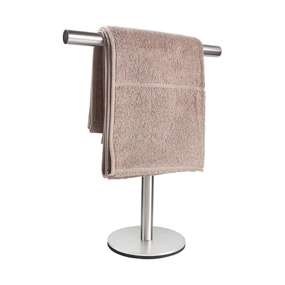 RjnShan T-Shape Bath Hand Towel Holder Stand, Stainless Steel Free Standing Hand Towel Rack with Heavy Base for Bathroom Kitchen & Countertop