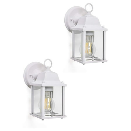

Outdoor Wall Porch Light Wall Sconce for Porch Patio Deck and More E26 Medium Base Socket Suitable for Wet Location White Powder Coat Cast Aluminum with Beveled Glass 2 Pack