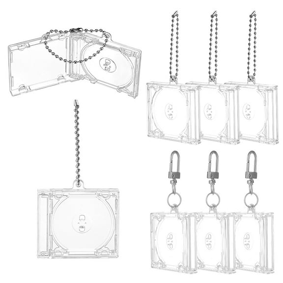 1set 12 sets Plastic CD Photo Frame Keychain Kits with Alloy Clasps Rectangle Clear