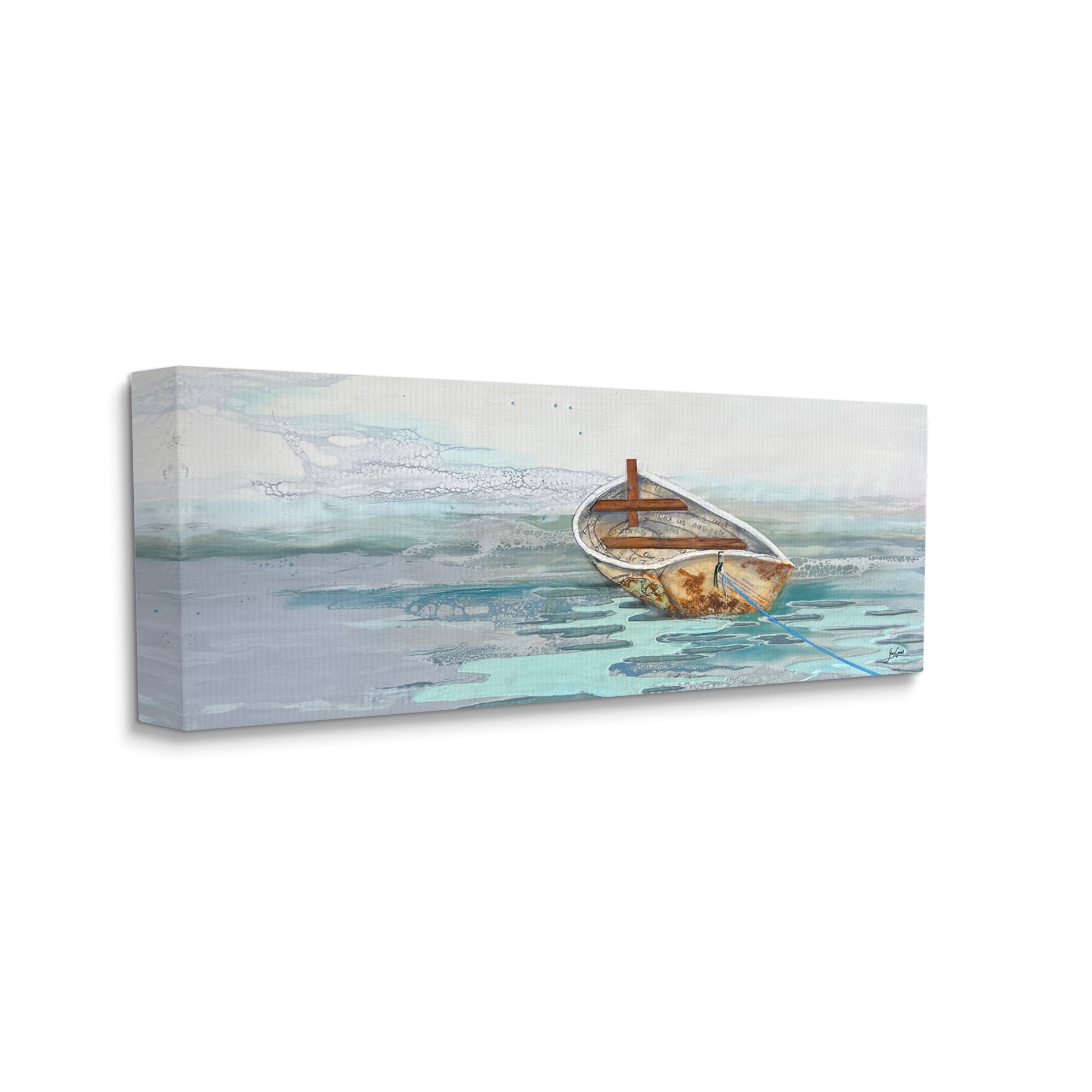 Stupell Industries Dinghy Boat Painting Transportation Painting Gallery Wrapped Canvas Print Wall Art, 40 x 17
