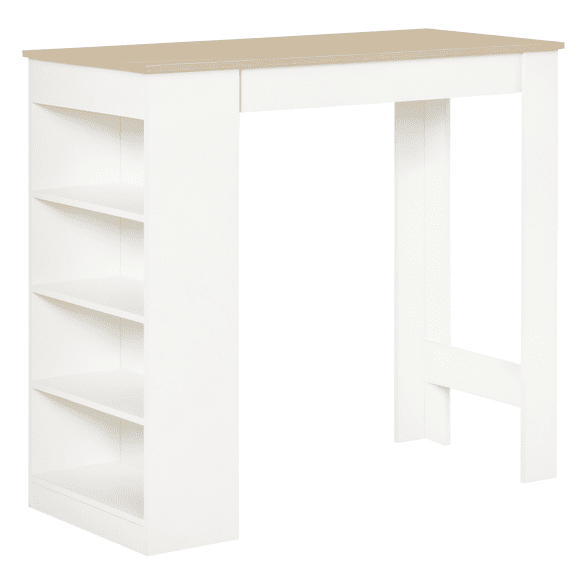 HOMCOM Bar Table, High Top Pub Table with 4 Storage Shelves for Home Bar