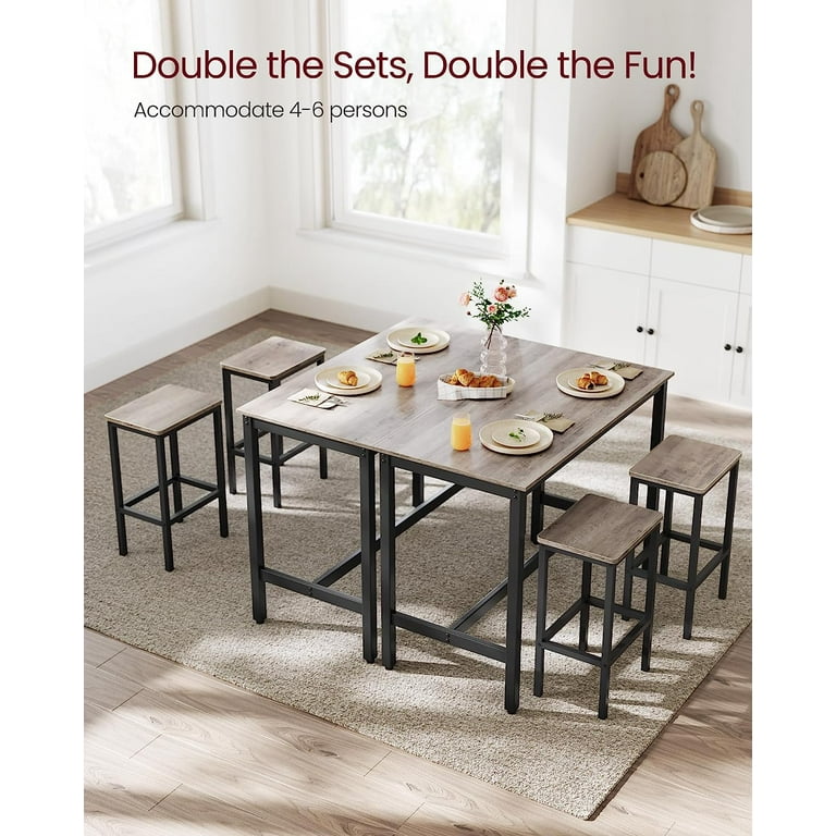 VASAGLE Bar Table Set, Bar Table with 2 Bar Stools, Dining table