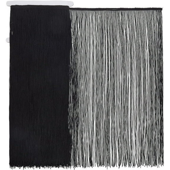 2.19 Yards Long Chainette Fringe Trim 19-3/4 inch Wide Polyester Tassel Lace Ribbon Black Sewing Tassel Trim Ribbon for DIY DIY Crafts Sewing Clothing Accessories Lamp Shade Decoration