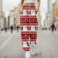 thumbnail image 2 of Women Christmas Outfit Women's Casual Christmas Print Baggy Sweatpants with Pocket Ankle Strap High Waisted Design for Festive Comfort Pink 2XL, 2 of 4