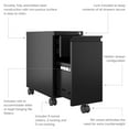 thumbnail image 3 of Hirsh 20" Deep Mobile Zip Pedestal File Cabinet 2 Drawer Box-File Hidden Drawer, Holds Letter or Legal Hanging Folders, Black, 3 of 13