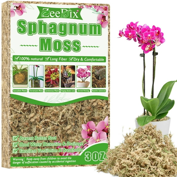 ZeeDix 3oz Natural Sphagnum Moss for Plants, Excellent Ventilation